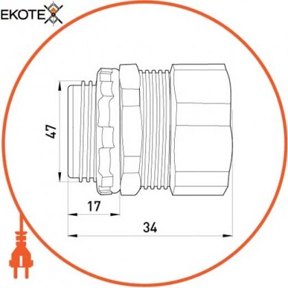 Enext s045008 ввод прямой e.met.dir.stand.sldx.38 для металлорукава 38мм (1.1 / 2)