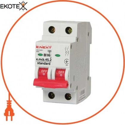 Enext s001017 модульный автоматический выключатель e.mcb.stand.45.2.b16, 2р, 16а, в, 4,5 ка