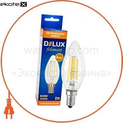 Delux 90011684 лампа светодиодная delux bl37b 6 вт 4000k 220в e14 filament белый