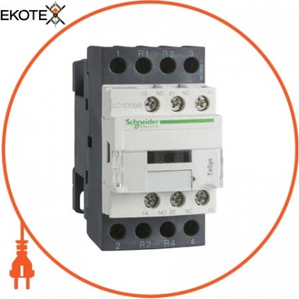 TeSys D contactor - 4P (2 NO + 2 NC) - AC-1 - <= 440 V 20 A - 110 V DC coil, Schneider, LC1D098FD