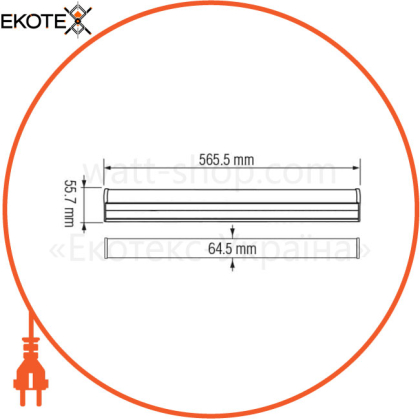 Світильник вологоз.LED 20W 6400K 2100Lm 170-265V IP65 565,5x64,5мм/1/10