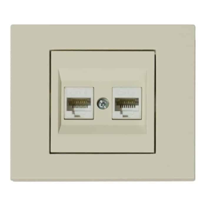 Розетка комп’ютерна двійна (CAT6) кремова GRANO, Ovivo, 400-020300-230
