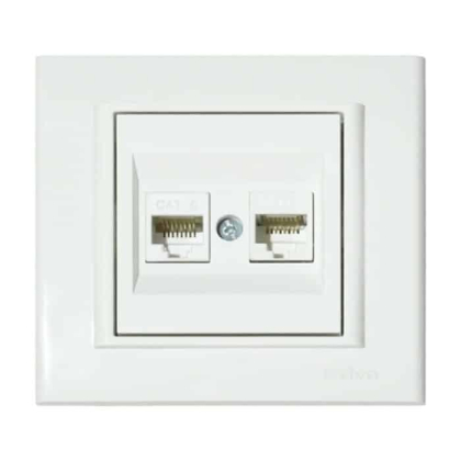 Розетка комп’ютерна двійна (CAT6) біла MINA, Ovivo, 401-010300-230