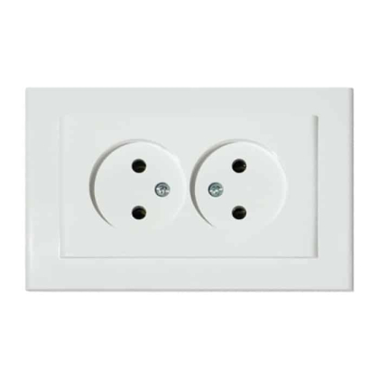 Розетка подвійна без заземлення біла MINA, Ovivo, 401-010300-908