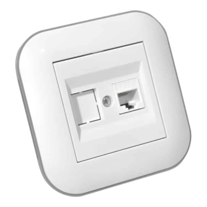 Розетка комп’ютерна (CAT6) LOFT білий+сірий, Ovivo, 404-010303-229