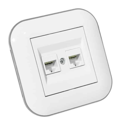 Розетка комп’ютерна двійна (CAT6) LOFT білий+сірий, Ovivo, 404-010303-230