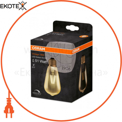 Лампа 1906 LEDISON DIM 6,5W/824 230V FIL GOLD E27, Ledvance Osram, 4052899972360