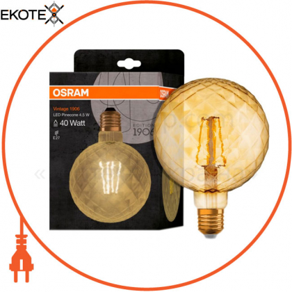 Лампа OSRAM лампа LED 1906 FILAMENT GOLD PINECONE 4,5W 470Lm 2500K E27, Ledvance Osram, 4058075092037