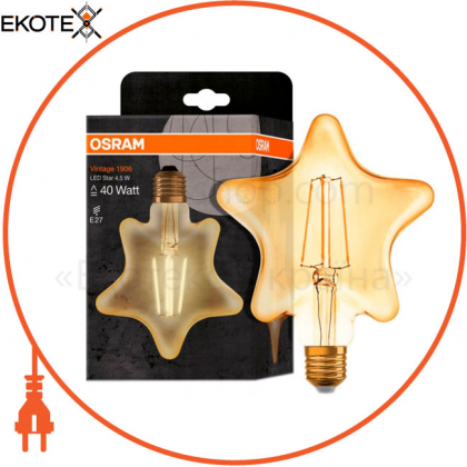 Лампа OSRAM лампа LED 1906 FILAMENT GOLD Heart 4,5W 470Lm 2500K E27, Ledvance Osram, 4058075092099