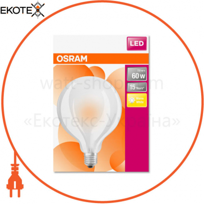 Лампа LED G95 60 7W/827 230V GL FR E27 6X1 OSRAM, Ledvance Osram, 4058075115118