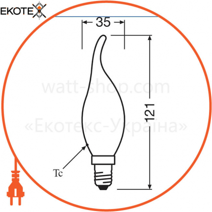 Лампа светодиодная LED CL BA 40 4W/827 230V FIL E14 6X1 OSRAM