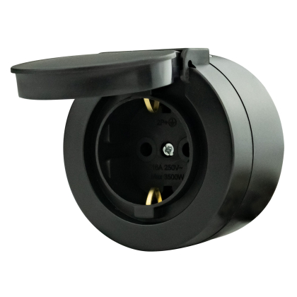 Розетка з заземленням з кришкою антрацит xOne, Ovivo, 406-250000-249
