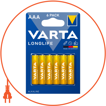 Батарейка VARTA LONGLIFE AAA BLI 6 ALKALINE, Varta, 4103101416
