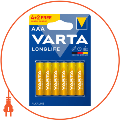 Батарейка VARTA LONGLIFE AAA BLI 6 (4+2), Varta, 4103101426