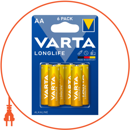 Батарейка VARTA LONGLIFE AA BLI 6 ALKALINE, Varta, 4106101436