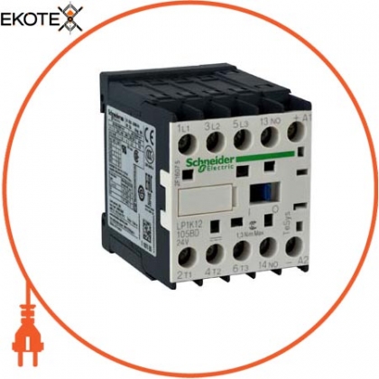 TeSys K contactor - 3P - AC-3 <= 440 V 6 A - 1 NO aux. - 24 V DC coil, Schneider, LP1K06105BD