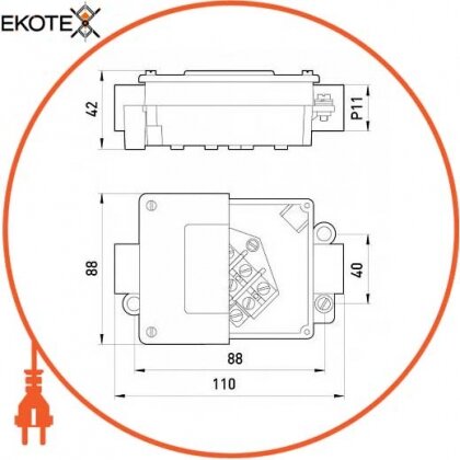 Коробка розподільна меаллическая Р11/2, IP 44, 400 B, 5*2,5, Enext, 16