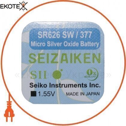 Seizaiken 4560231540257 оксид-серебряно-цинковая батарейка seizaiken &quot;таблетка&quot; 377 / sr626sw 1шт / уп