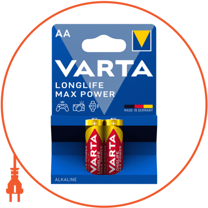 Батарейка VARTA LONGLIFE MAX POWER AA BLI 2 шт, Varta, 4706101412