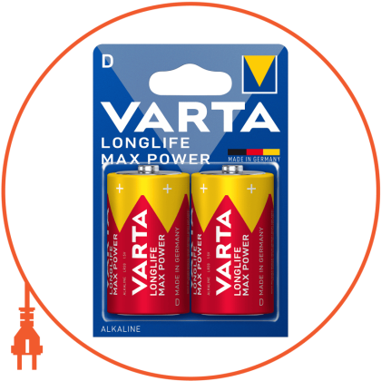 Батарейка VARTA LONGLIFE MAX POWER D BLI 2 шт, Varta, 4720101402