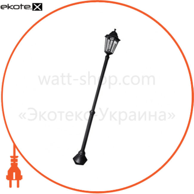 Світильник садово-парк. стовп. Алюм. 2100mm IP44 E27 220-240v чорний, Horoz Electric, 075-012-0006