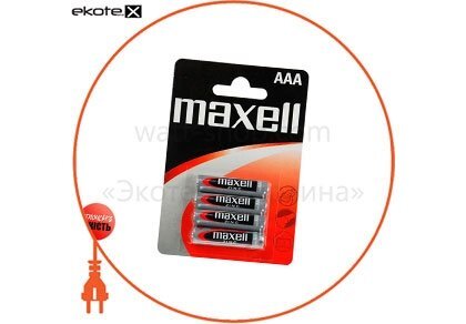 Сольова батарейка Maxell ААА/R-03 4шт/уп blister , Maxell, 4902580154035