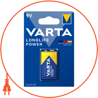 Батарейка VARTA LONGLIFE POWER 6LR61 BLI 1 шт, Varta, 4922121411