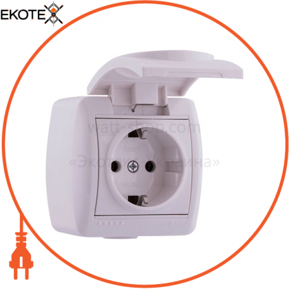 Розетка з/з з кришкою кераміка 710-0200-123 Колір Білий/Білий 250V 16A~, Lezard, 710-0200-123