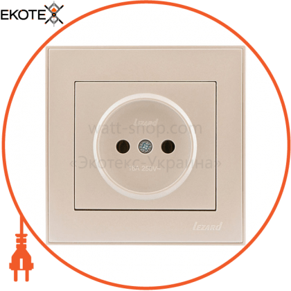 Розетка б/з - FireProof Бакеліт 703-3030-121B Колір Перлинно-білий металік 250V 16A~, Lezard, 703-3030-121B