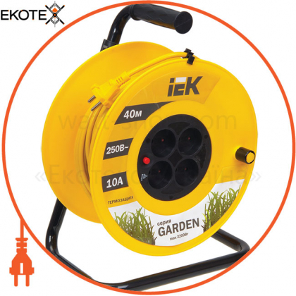 Котушка УК40 з термозахистом 4 місця 2P/40м 2х1,0мм2 GARDEN IEK, IEK, WKP23-10-04-40