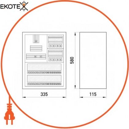 Enext s0100073 корпус e.mbox.stand.n.f3.36.z.e металлический, под 3-ф. электронный счетчик, 36 мод., навесной, с замком