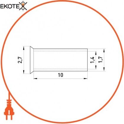Неізольований наконечник e.terminal.stand.en.1.10 1,0 кв. мм, L=10 мм, Enext, s4038003
