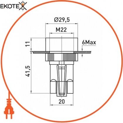 Кнопка пластикова з фіксацією e.mb.eh135 зелена 1NO+1NC, Enext, p0810128