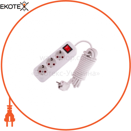 Подовжувач з/з 3 вх. 5 мт, з викл 720 0305 302 250V 16A~ / 3 x 1 mm, Lezard, 720-0305-302