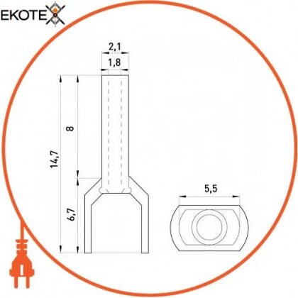 Enext s4037001 изолированный наконечник e.terminal.stand.te.2.0.75. оранжевый (te7508 orange) 2x0, 75 кв. мм, оранжевый
