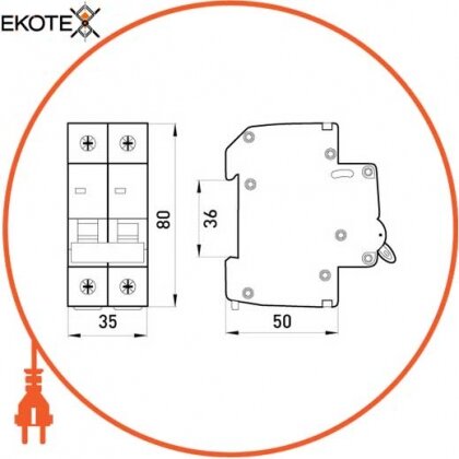 Enext p008011 выключатель нагрузки на din-рейку e.is.2.63, 2р, 63а