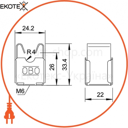 Enext 5207800 безболтовой держатель для круглых проводников d 8 мм, со сквозным отверстием d 5 мм obo bettermann va-vk