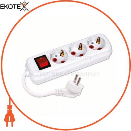 Подовжувач 3 гнізда 10 М з заземленням і вимикачем, Horoz Electric, 200-310-302