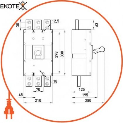 Enext i0010024 силовой автоматический выключатель e.industrial.ukm.1250s.1250, 3р, 1250а