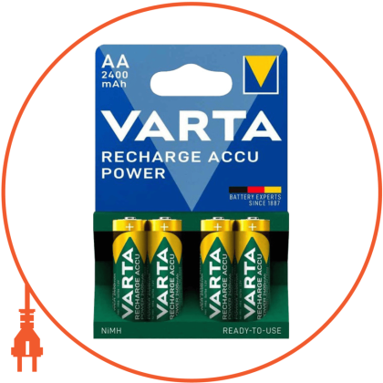Акумулятор VARTA RECHARGEABLE ACCU AA 2400mAh BLI 4 NI-MH (READY 2 USE), Varta, 56756101404