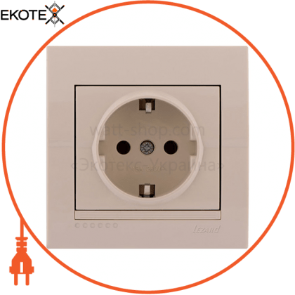Розетка з/з - FireProof Бакеліт 702-0303-122B Колір Крем / Крем 250V 16A~, Lezard, 702-0303-122B