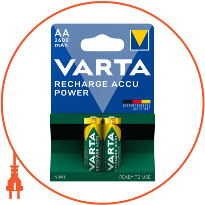 Акумулятор VARTA RECHARGEABLE ACCU AA 2600mAh BLI 2 NI-MH (READY 2 USE), Varta, 5716101402