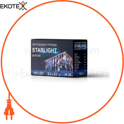 Гирлянда STARLIGHT бахрома мульти 100LED IP20 прозрачный 3,2x0,7м