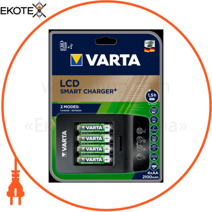 Зарядний пристрій VARTA LCD SMART CHARGER 57684 + 4X 56706