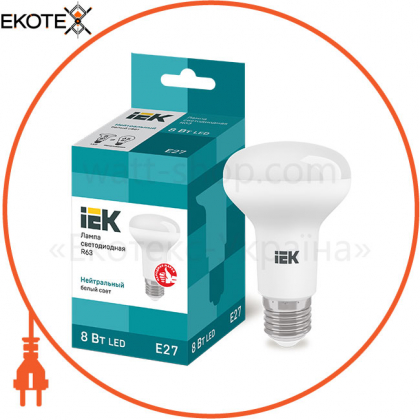 Лампа світлодіодна R63 рефлектор 8Вт 230В 4000К E27 IEK, IEK, LLE-R63-8-230-40-E27