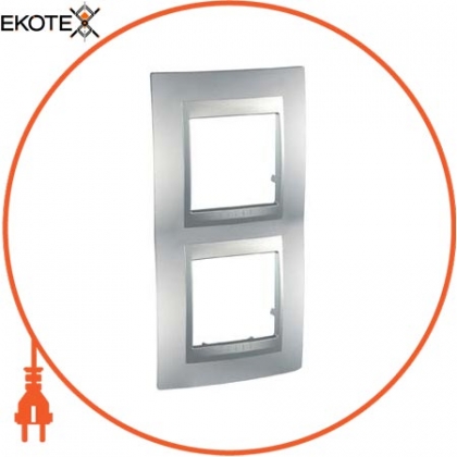 Unica Top - декоративна рамка - 2 gangs, V71 - aluminium, Schneider, MGU6.004V.30
