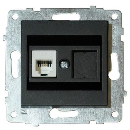 Механізм розетки комп’ютерної (CAT6) GRANO чорний, Ovivo, 600-000317-229