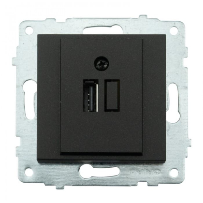Механізм розетки USB з адаптером GRANO чорний, Ovivo, 600-000317-245