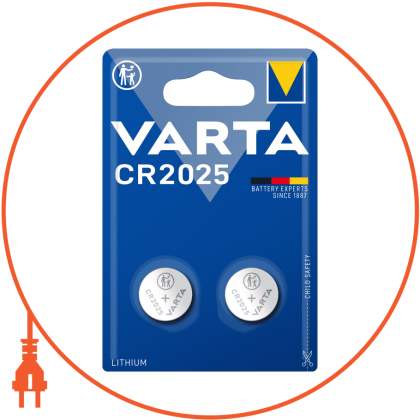 Батарейка VARTA CR 2025 BLI 2 LITHIUM, Varta, 6025101402