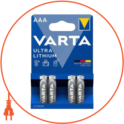 Батарейка VARTA AA Lithium BLI 4, Varta, 6106301404